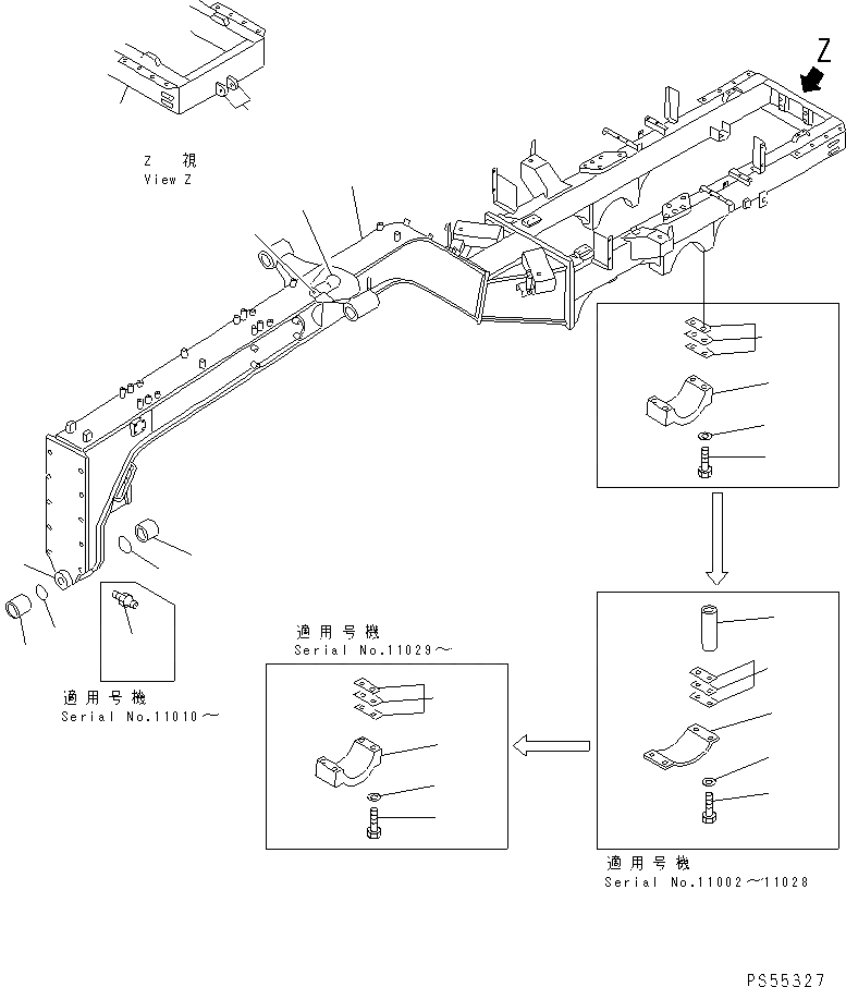 Схема запчастей Komatsu GH320-2 - РАМА (С SIGNPOSTING ОСВЕЩЕНИЕ) РАМА И ЧАСТИ КОРПУСА
