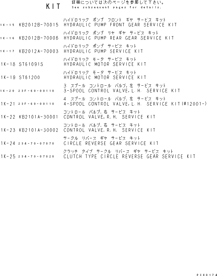 Схема запчастей Komatsu GH320-2 - РЕМ. КОМПЛЕКТЫ (ГИДРАВЛИКА - РАБОЧЕЕ ОБОРУДОВАНИЕ) МАРКИРОВКА¤ ИНСТРУМЕНТ И РЕМКОМПЛЕКТЫ