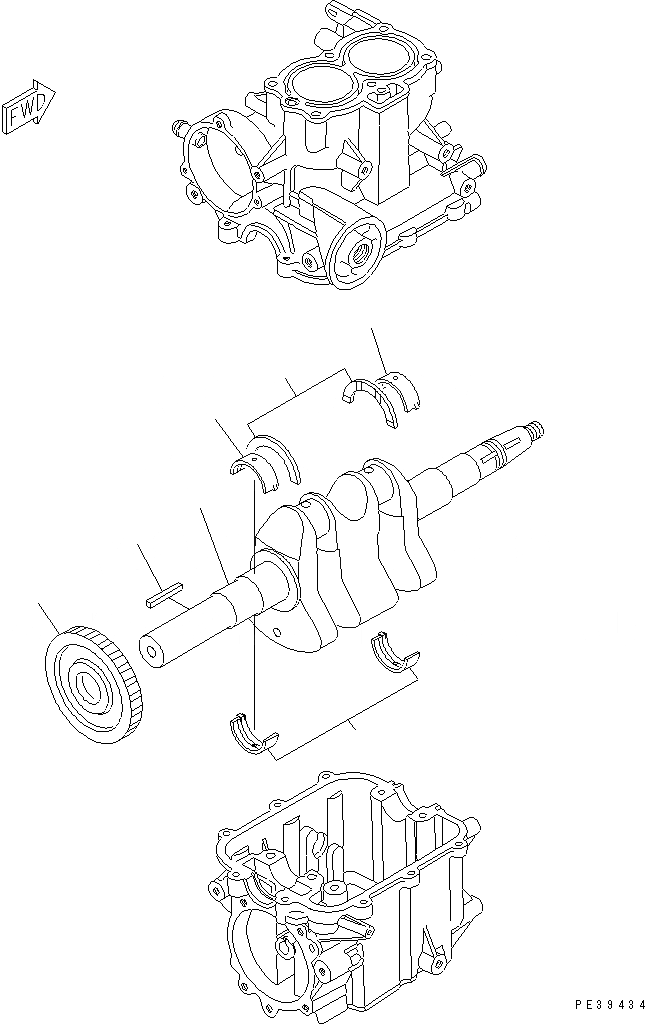 Схема запчастей Komatsu GX360K1-SKM-2 - CRANK ВАЛ БЛОК ЦИЛИНДРОВ