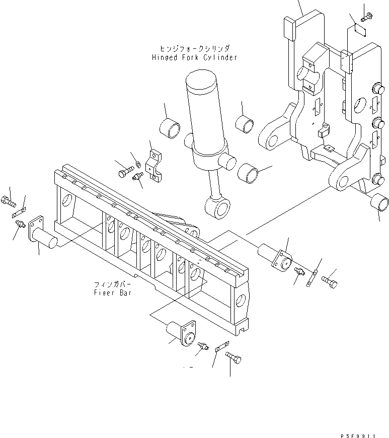 Схема запчастей Komatsu HFB408-1 - HINGED ВИЛЫ (MOVABLE ТИП) (РАМА) HINGED ВИЛЫ (ДЛЯ FV МАЧТА) (MOVABLE ТИП)