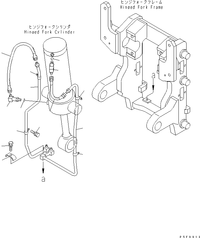 Схема запчастей Komatsu HFB408-1 - HINGED ВИЛЫ (MOVABLE ТИП) (СИСТЕМА ТРУБ ЦИЛИНДРА) HINGED ВИЛЫ (ДЛЯ FV МАЧТА) (MOVABLE ТИП)