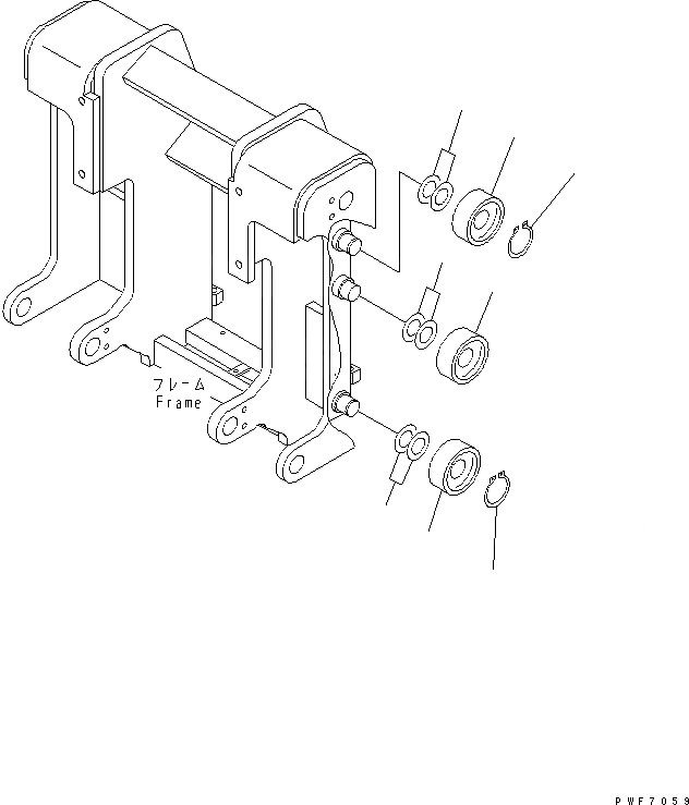 Схема запчастей Komatsu HFD157-2 - HINGED ВИЛЫ (РОЛИК) HINGED ВИЛЫ (ДВОЙН.)