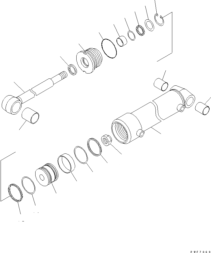 Схема запчастей Komatsu HFD253-1 - HINGED ВИЛЫ (ВНУТР. ЧАСТИ) (ЦИЛИНДР) ДВОЙН. HINGED ВИЛЫ (ДЛЯ FFV МАЧТА) (LEO-NXT)