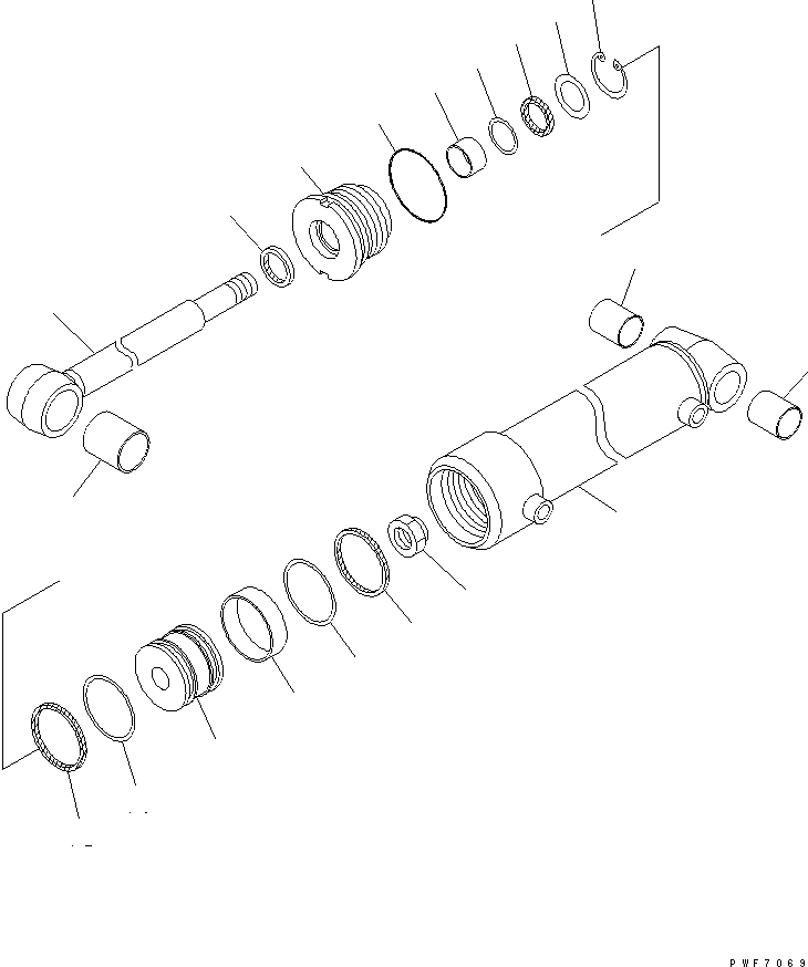 Схема запчастей Komatsu HFD254-2 - HINGED ВИЛЫ (ВНУТР. ЧАСТИ) (ЦИЛИНДР) ДВОЙН. HINGED ВИЛЫ (ДЛЯ FV МАЧТА)