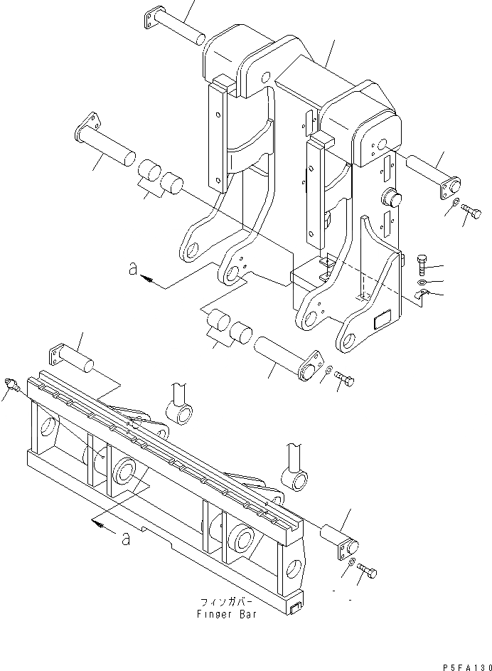 Схема запчастей Komatsu HFD458-1 - HINGED ВИЛЫ (РАМА)(№-) ДВОЙН. HINGED ВИЛЫ (ФИКС. ТИП)