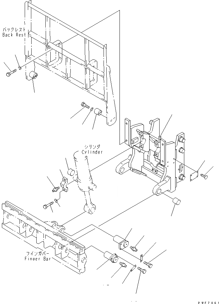 Схема запчастей Komatsu HFF157-2 - HINGED ВИЛЫ (РАМА) HINGED ВИЛЫ (ДЛЯ ПОЛН. FREE МАЧТА)