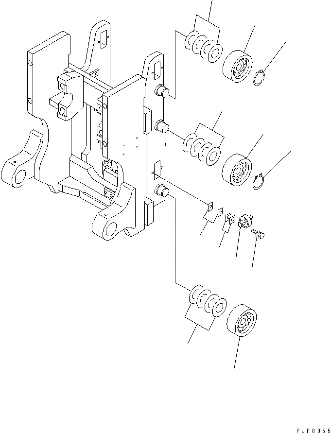 Схема запчастей Komatsu HFF304-2 - HINGED ВИЛЫ (РОЛИК) HINGED ВИЛЫ (ДЛЯ ПОЛН. FREE ТРОЙН. МАЧТА)