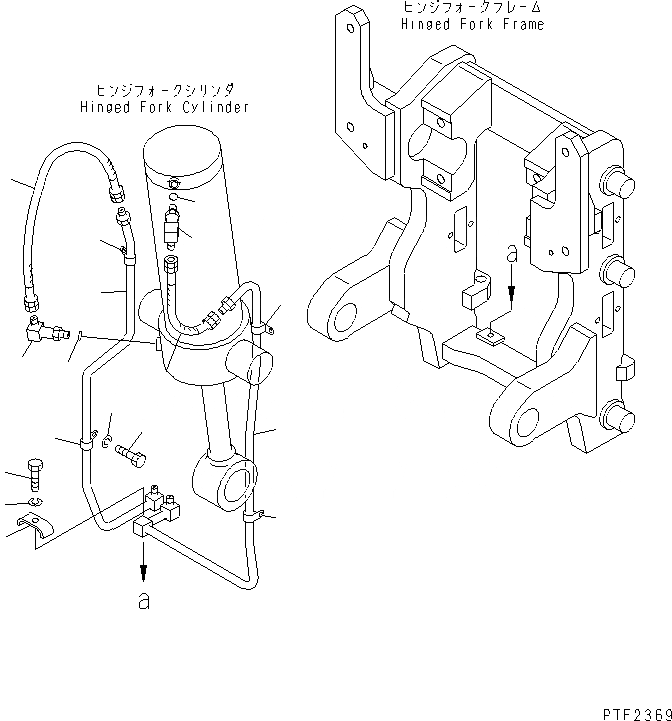 Схема запчастей Komatsu HFF457-1 - HINGED ВИЛЫ (MOVABLE ТИП) (СИСТЕМА ТРУБ ЦИЛИНДРА) HINGED ВИЛЫ (ДЛЯ FV МАЧТА) (MOVABLE ТИП)