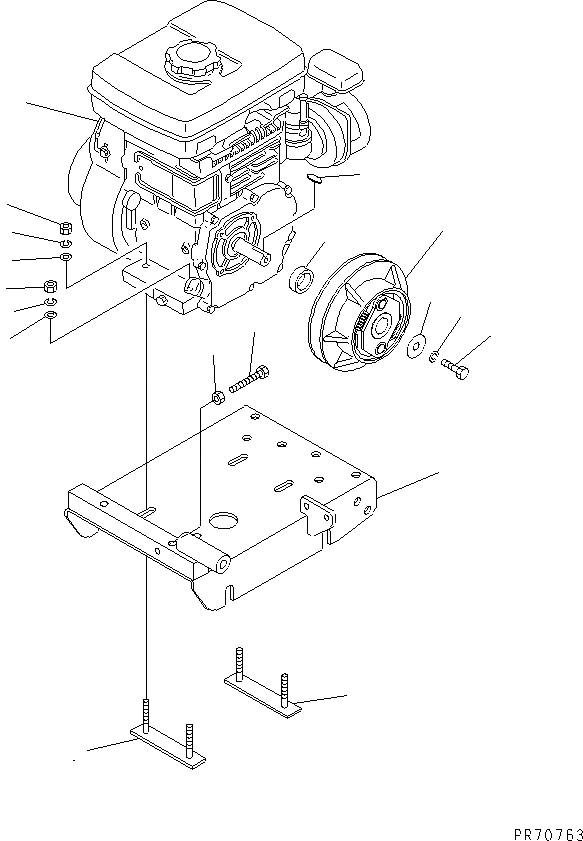 Схема запчастей Komatsu JP70-6 - КРЕПЛЕНИЕ ДВИГАТЕЛЯ VIBRO ПЛАСТИНА