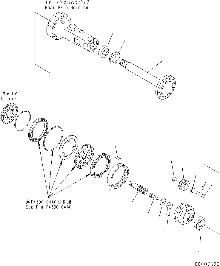 Схема запчастей Komatsu JT150-1 - ЗАДН. МОСТ (КОНЕЧНАЯ ПЕРЕДАЧА) (ДЛЯ JTWAC) ВЕДУЩ. ВАЛ И МОСТ