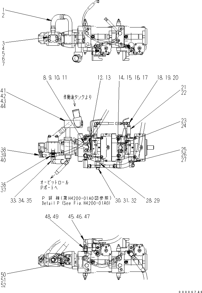 Схема запчастей Komatsu JT150-1 - ГИДРОЛИНИЯ (/7) (ДЛЯ JTWAC) ГИДРАВЛИКА