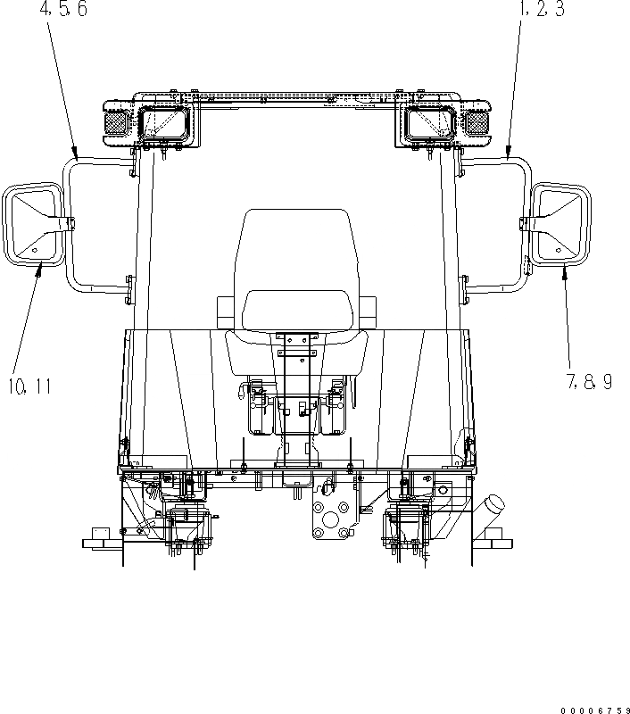 Схема запчастей Komatsu JT150-1 - ЗЕРКАЛА(ПОРУЧНИMIRROR) ЧАСТИ КОРПУСА