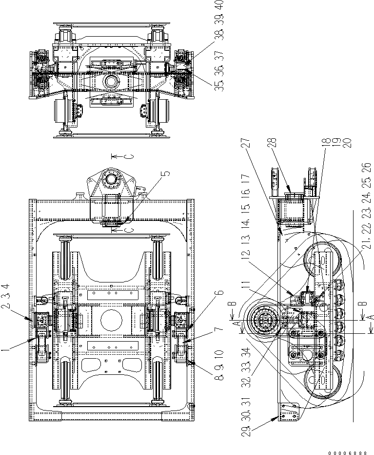 Схема запчастей Komatsu JT150-1 - ПЕРЕДН. РАМА ВИБРАТОР