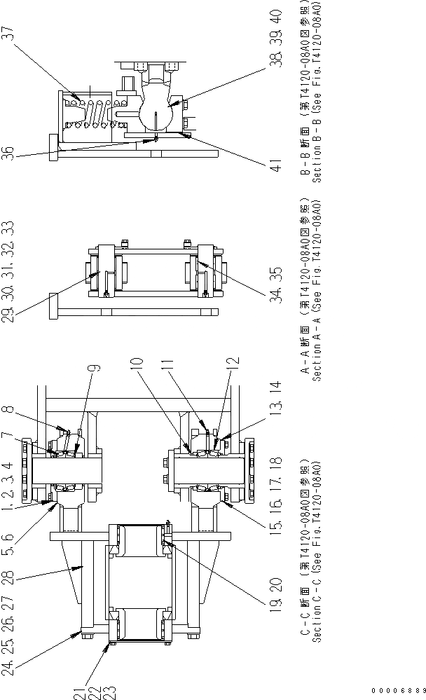 Схема запчастей Komatsu JT150-1 - ПЕРЕДН. РАМА (SUSPNSION) ВИБРАТОР