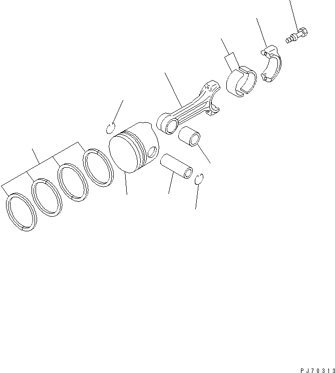 Схема запчастей Komatsu JV06H-3 - ПОРШЕНЬ И ШАТУН ДВИГАТЕЛЬ¤ КОМПОНЕНТЫ ДВИГАТЕЛЯ И ЭЛЕКТРИКА