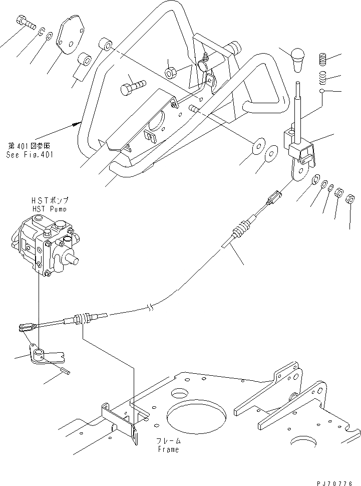 Схема запчастей Komatsu JV07HK-3 - РЫЧАГ УПРАВЛ-Я ХОДОМ ТРАНСМИССИЯ