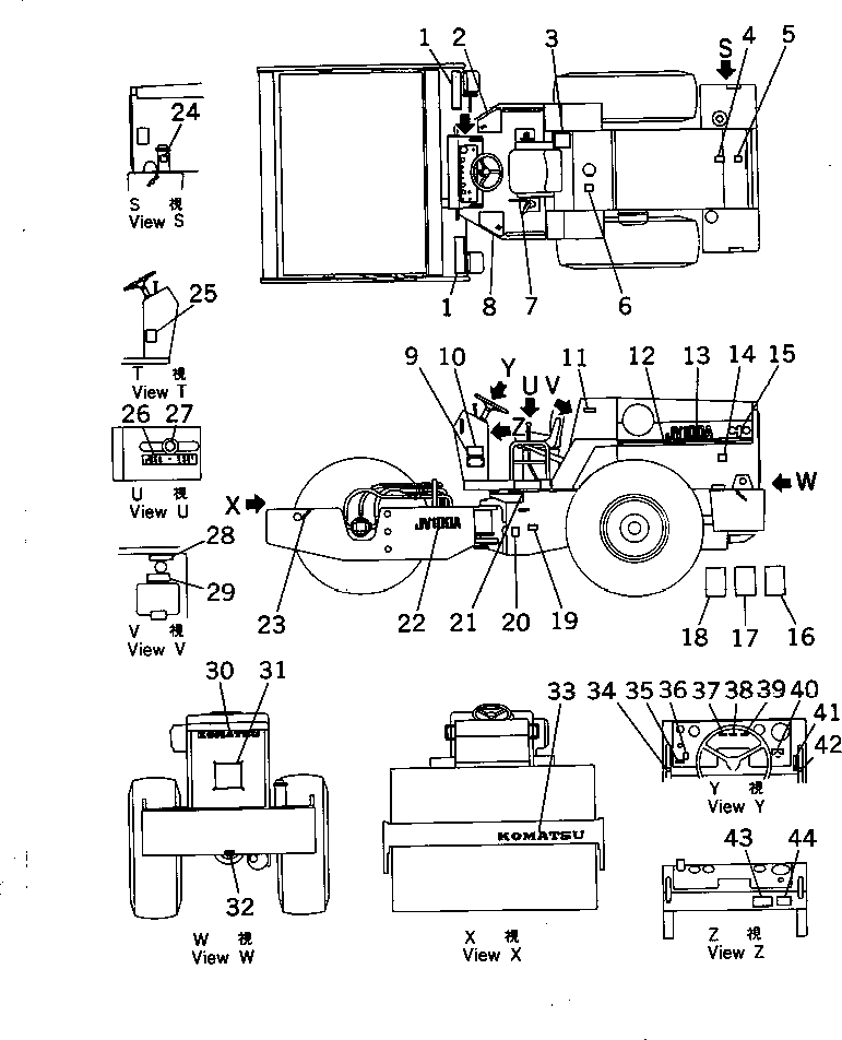 Схема запчастей Komatsu JV100A-1 - МАРКИРОВКА (АНГЛ.)(№-) ИНСТРУМЕНТ