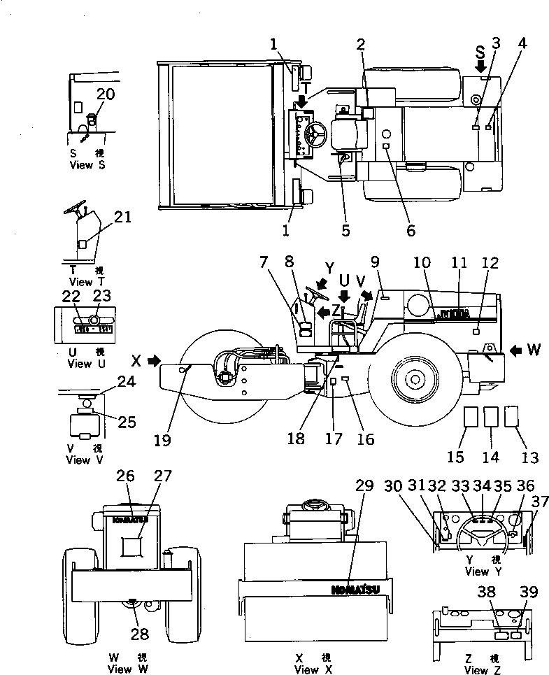 Схема запчастей Komatsu JV100A-1 - МАРКИРОВКА (АНГЛ.)(№.-) ИНСТРУМЕНТ