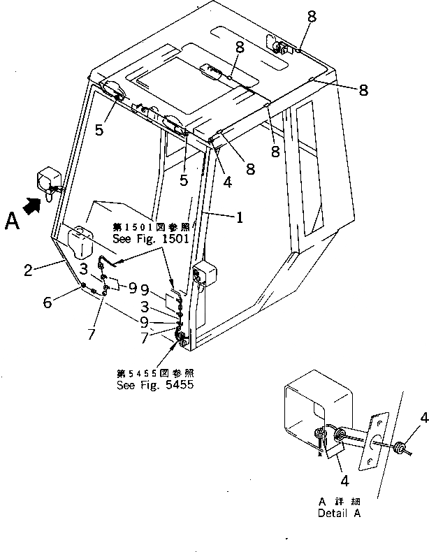 Схема запчастей Komatsu JV100A-1 - СТАЛЬНАЯ КАБИНА (С КРЫША ДВЕРЬ ТИП) (7/) (ДЛЯ ЯПОН.) РАМА И КУЗОВ