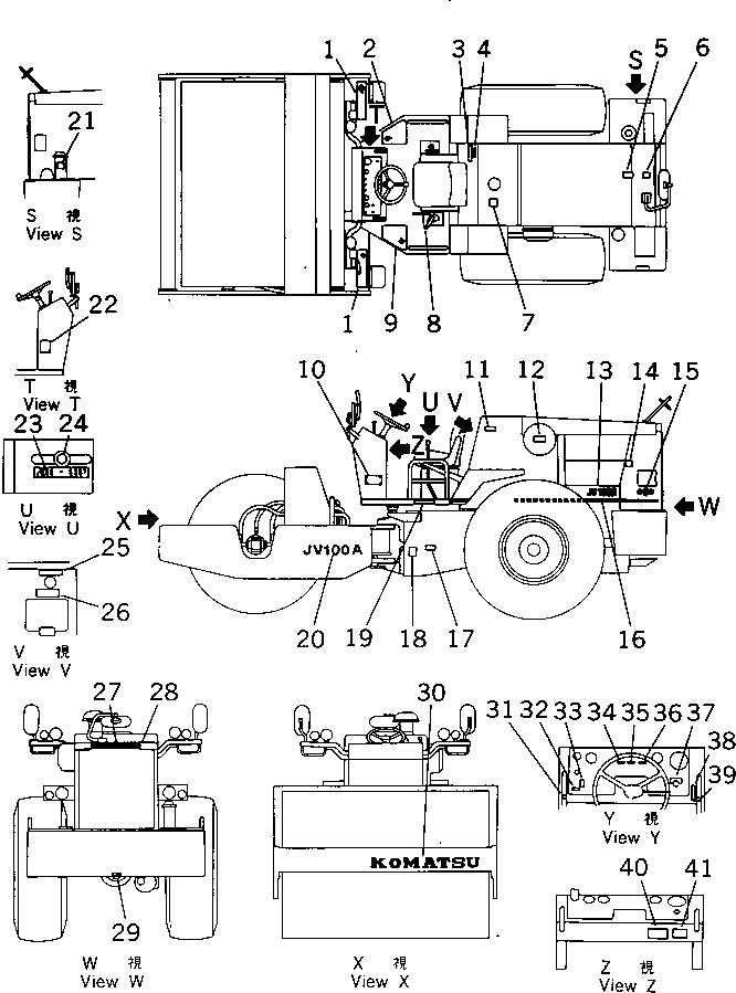 Схема запчастей Komatsu JV100A-1 - МАРКИРОВКА (ЯПОН.)(№-) ИНСТРУМЕНТ