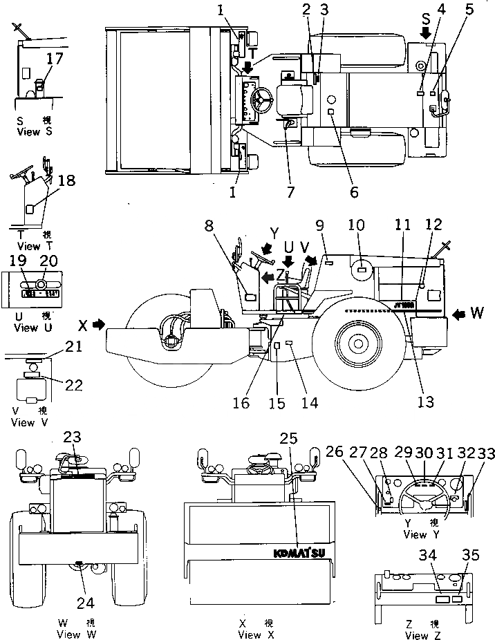 Схема запчастей Komatsu JV100A-1 - МАРКИРОВКА (ЯПОН.)(№-) ИНСТРУМЕНТ