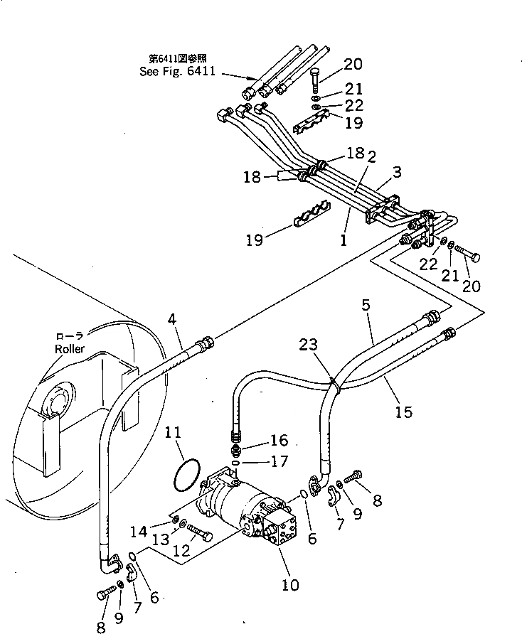 Схема запчастей Komatsu JV100WA-1 - ГИДРОЛИНИЯ (VIBRATION НАСОС - VIBRATION МОТОР) (/) ГИДРАВЛИКА