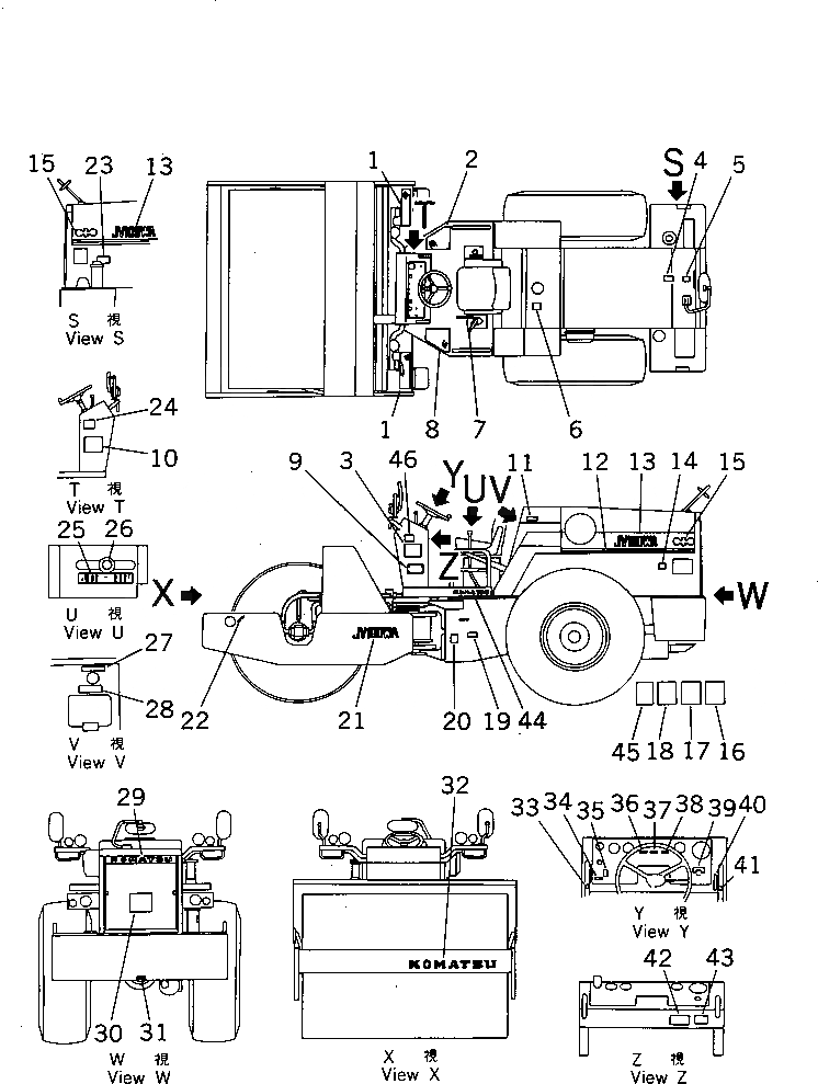 Схема запчастей Komatsu JV100WA-1 - МАРКИРОВКА (АНГЛ.)(№-8) ИНСТРУМЕНТ