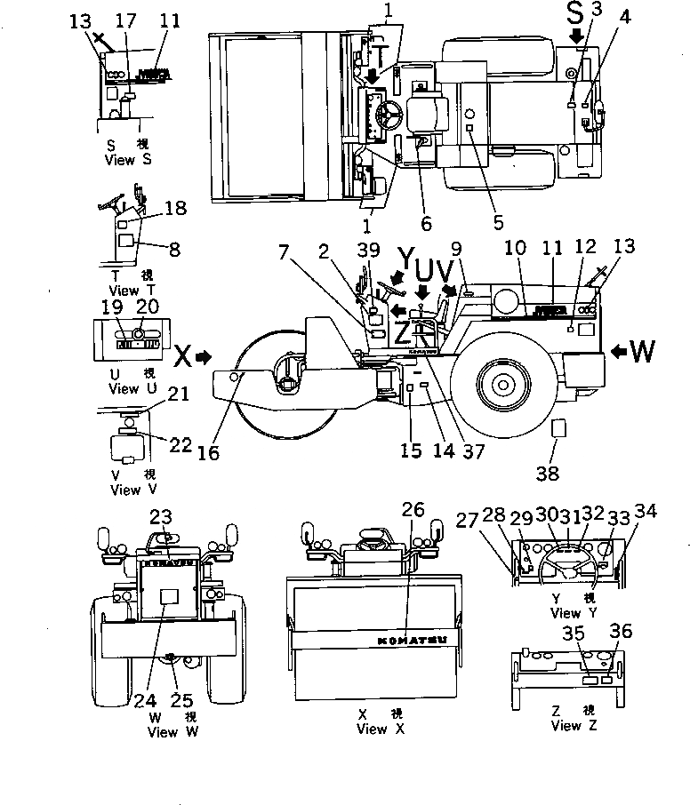 Схема запчастей Komatsu JV100WA-1 - МАРКИРОВКА (АНГЛ.)(№8-) ИНСТРУМЕНТ