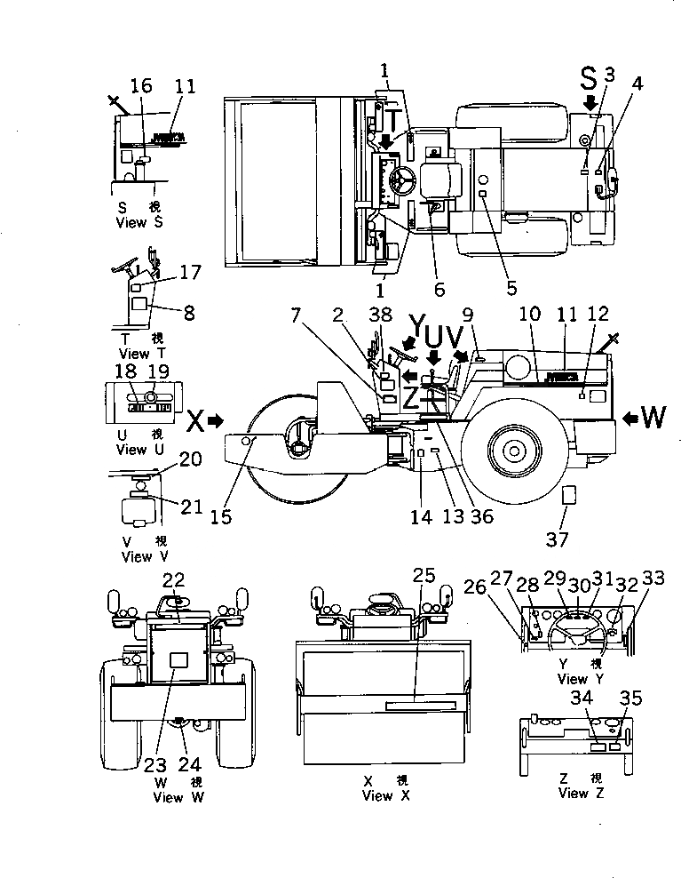 Схема запчастей Komatsu JV100WA-1 - МАРКИРОВКА (АНГЛ.)(№-) ИНСТРУМЕНТ