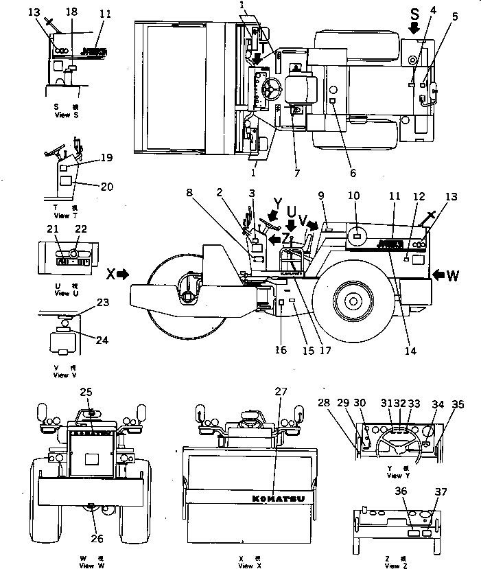 Схема запчастей Komatsu JV100WA-1 - МАРКИРОВКА (ЯПОН.)(№8-) ИНСТРУМЕНТ