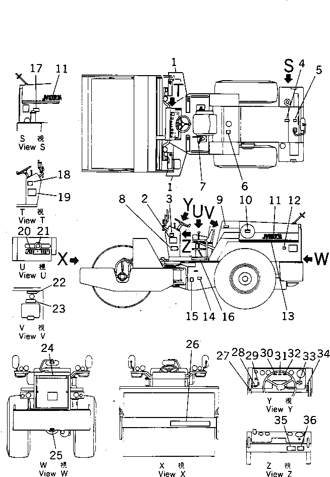 Схема запчастей Komatsu JV100WA-1 - МАРКИРОВКА (ЯПОН.)(№-) ИНСТРУМЕНТ