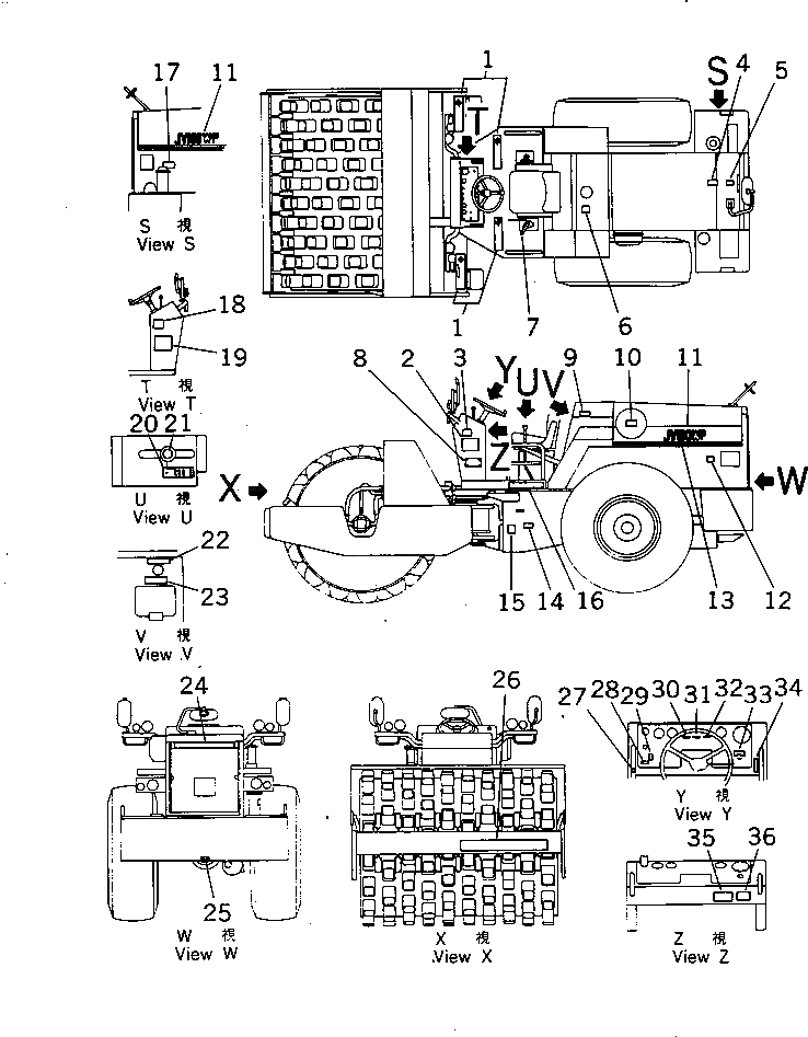 Схема запчастей Komatsu JV100WP-1 - МАРКИРОВКА (ЯПОН.)(№8-) ИНСТРУМЕНТ