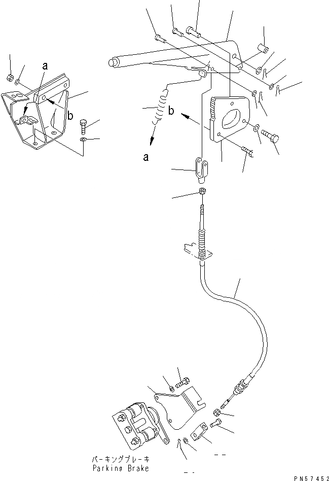 Схема запчастей Komatsu JV100WP-2T - РЫЧАГ СТОЯНОЧНОГО ТОРМОЗА РУЛЕВ. УПРАВЛЕНИЕ И СИСТЕМА УПРАВЛЕНИЯ