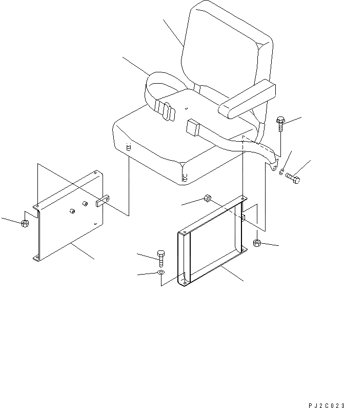 Схема запчастей Komatsu JV100WP-2T - СИДЕНЬЕ ОПЕРАТОРА (С РЕМЕНЬ БЕЗОПАСНОСТИ)(№.-) РАМА И КУЗОВ