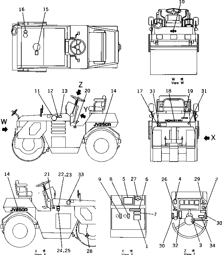 Схема запчастей Komatsu JV25CR-5 - МАРКИРОВКА МАРКИРОВКА И ИНСТРУМЕНТ