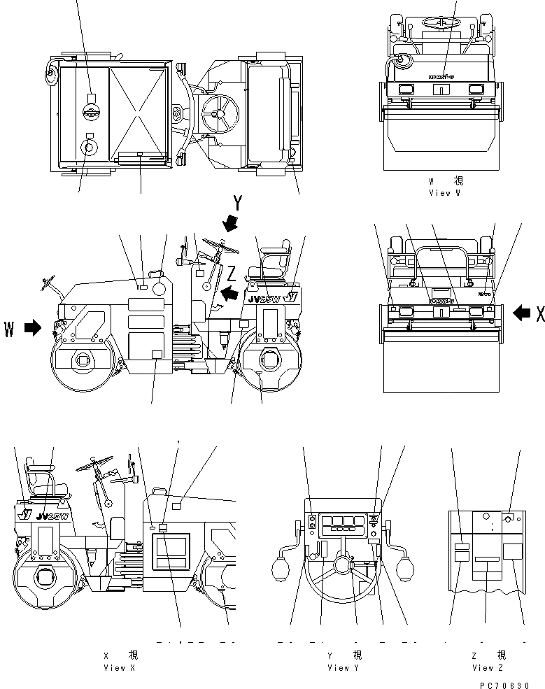 Схема запчастей Komatsu JV25W-1 - МАРКИРОВКА(№9-) МАРКИРОВКА И ИНСТРУМЕНТ