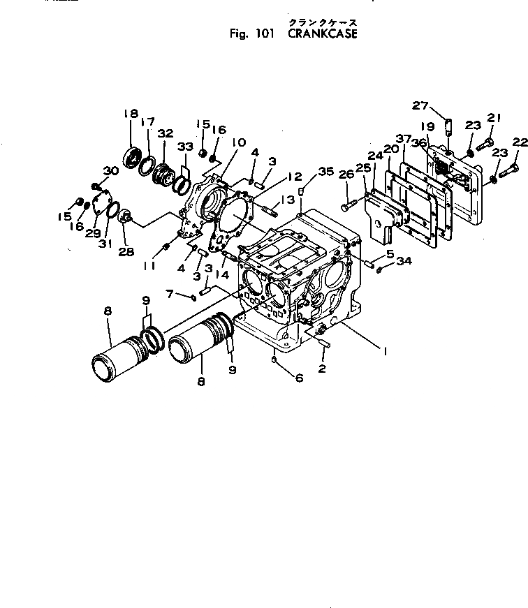 Схема запчастей Komatsu JV32W-1 - CRANKКОРПУС ДВИГАТЕЛЬ¤ КОМПОНЕНТЫ ДВИГАТЕЛЯ И ЭЛЕКТРИКА