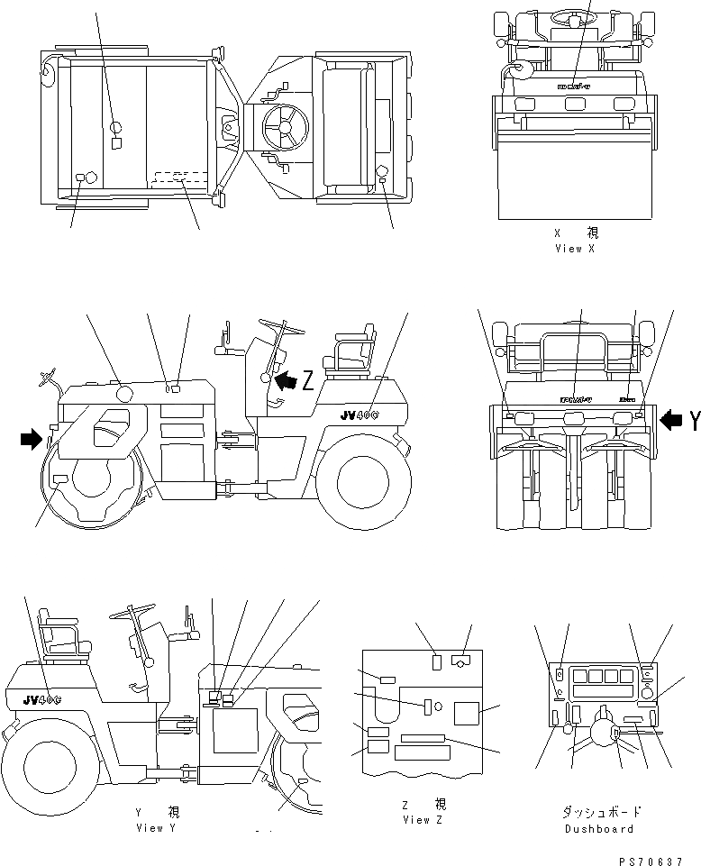 Схема запчастей Komatsu JV40C-2 - МАРКИРОВКА(№-) МАРКИРОВКА И ИНСТРУМЕНТ