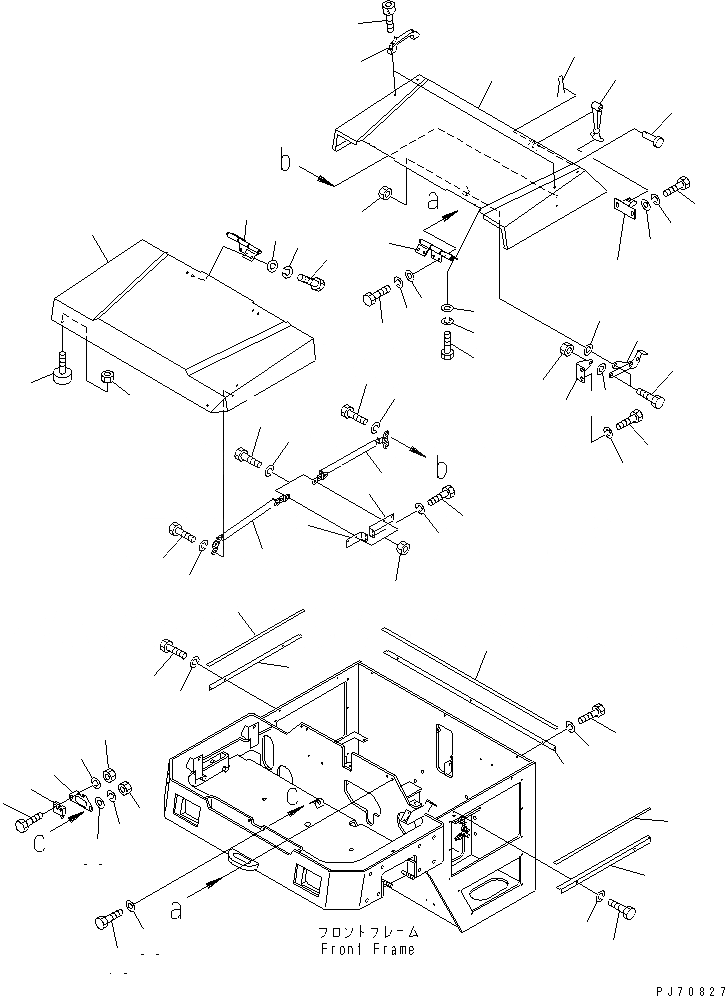 Схема запчастей Komatsu JV40CW-5 - ПЕРЕДН. РАМА И КРЫШКА(/) (КРЫШКА И БАК COVER) ЧАСТИ КОРПУСА