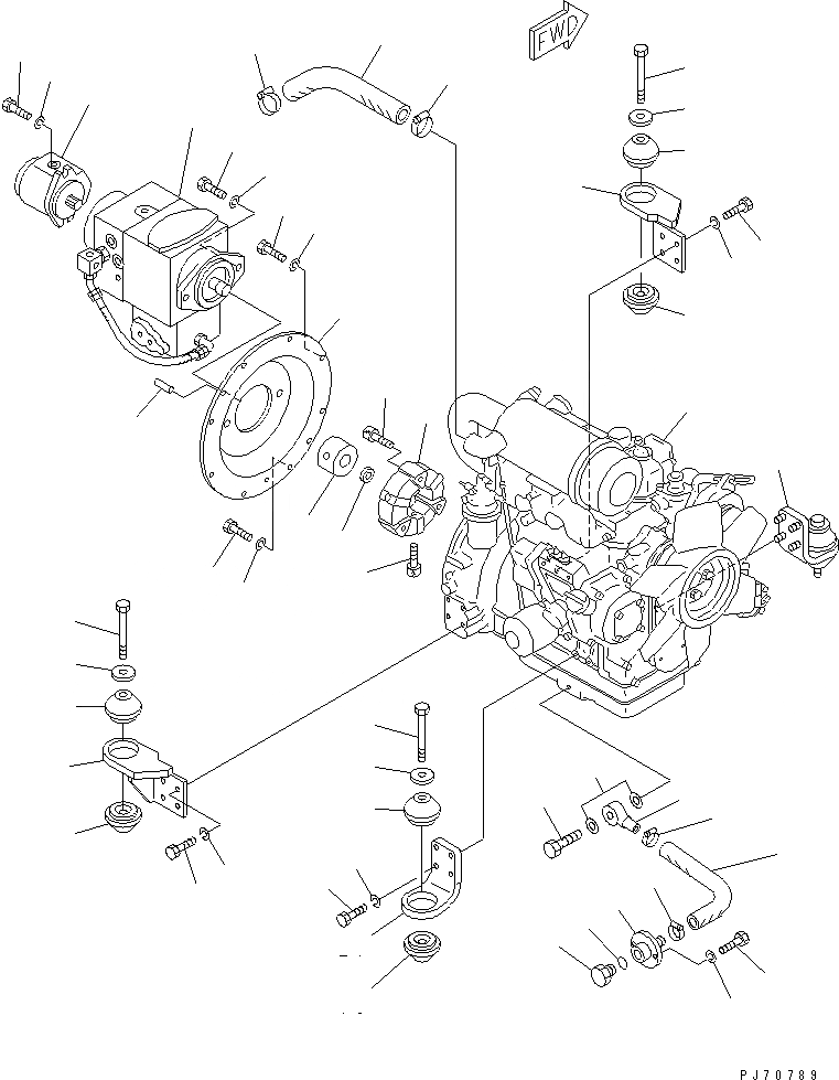 Схема запчастей Komatsu JV40DW-5 - ДВИГАТЕЛЬ И ОСНОВН. НАСОС ЭЛЕМЕНТЫ КРЕПЛЕНИЯ КОМПОНЕНТЫ ДВИГАТЕЛЯ И ЭЛЕКТРИКА