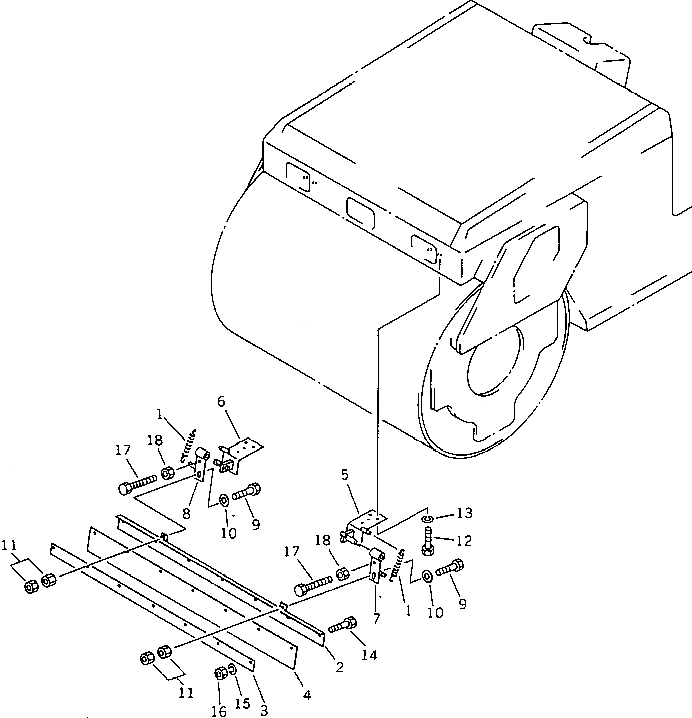 Схема запчастей Komatsu JV40W-2 - ПЕРЕДН. СКРЕППЕР (/) (ПЕРЕДН.)(№-) ГУСЕНИЦЫ