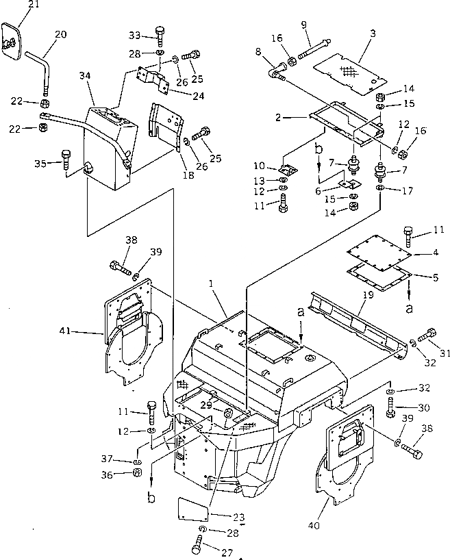 Схема запчастей Komatsu JV40W-2 - ЗАДН. РАМА И ПРИБОРНАЯ ПАНЕЛЬ¤ РОЛИК COVER¤ ПОЛ КАБИНЫ(№-) ЧАСТИ КОРПУСА