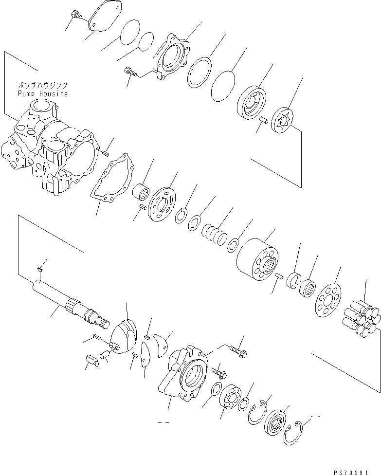 Схема запчастей Komatsu JV40W-2 - HST НАСОС (/) УПРАВЛ-Е РАБОЧИМ ОБОРУДОВАНИЕМ