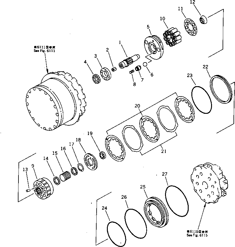 Схема запчастей Komatsu JV80DW-1 - ГИДРАВЛ МОТОР (ДЛЯ ХОДА) (/) ГИДРАВЛИКА