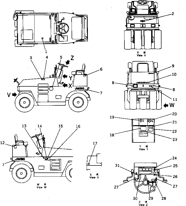 Схема запчастей Komatsu JW30-1 - МАРКИРОВКА МАРКИРОВКА И ИНСТРУМЕНТ