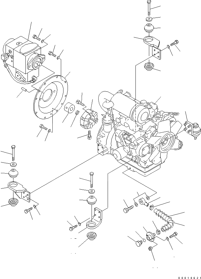 Схема запчастей Komatsu JW30-2 - КРЕПЛЕНИЕ ДВИГАТЕЛЯ И HST НАСОС(№-) КОМПОНЕНТЫ ДВИГАТЕЛЯ И ЭЛЕКТРИКА