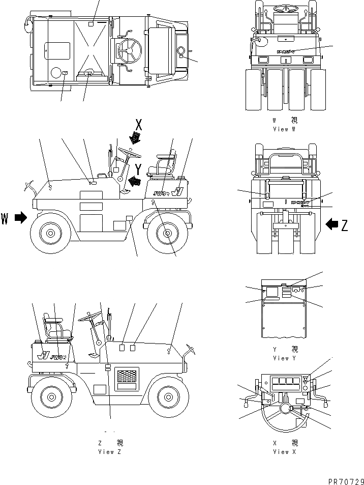 Схема запчастей Komatsu JW30-2 - МАРКИРОВКА (АНГЛ.)(№8-) МАРКИРОВКА И ИНСТРУМЕНТ