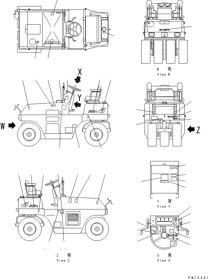 Схема запчастей Komatsu JW30-2 - МАРКИРОВКА (ЯПОН.)(№-8) МАРКИРОВКА И ИНСТРУМЕНТ