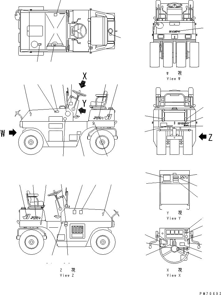 Схема запчастей Komatsu JW30-2 - МАРКИРОВКА (ЯПОН.)(№8-) МАРКИРОВКА И ИНСТРУМЕНТ