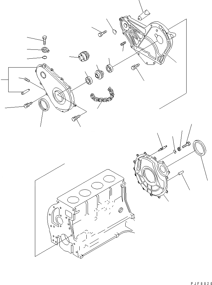 Схема запчастей Komatsu K15-1AD-WM - ПЕРЕДН. КРЫШКАAND ФИТТИНГ (WET МУФТА) ДВИГАТЕЛЬ